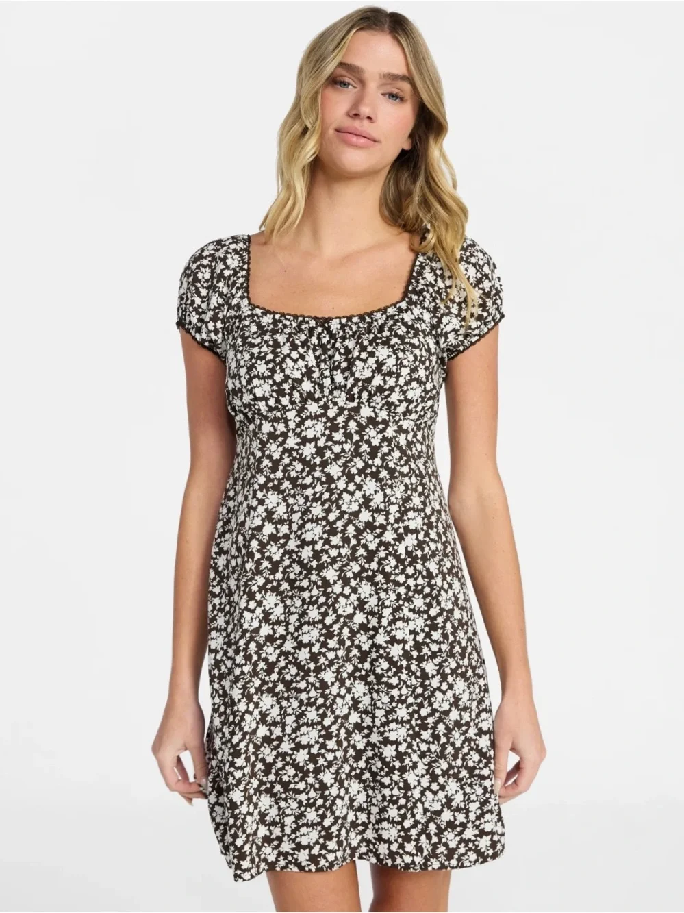 No Boundaries Fit and Flare Dress with Puff Sleeves - Size Large